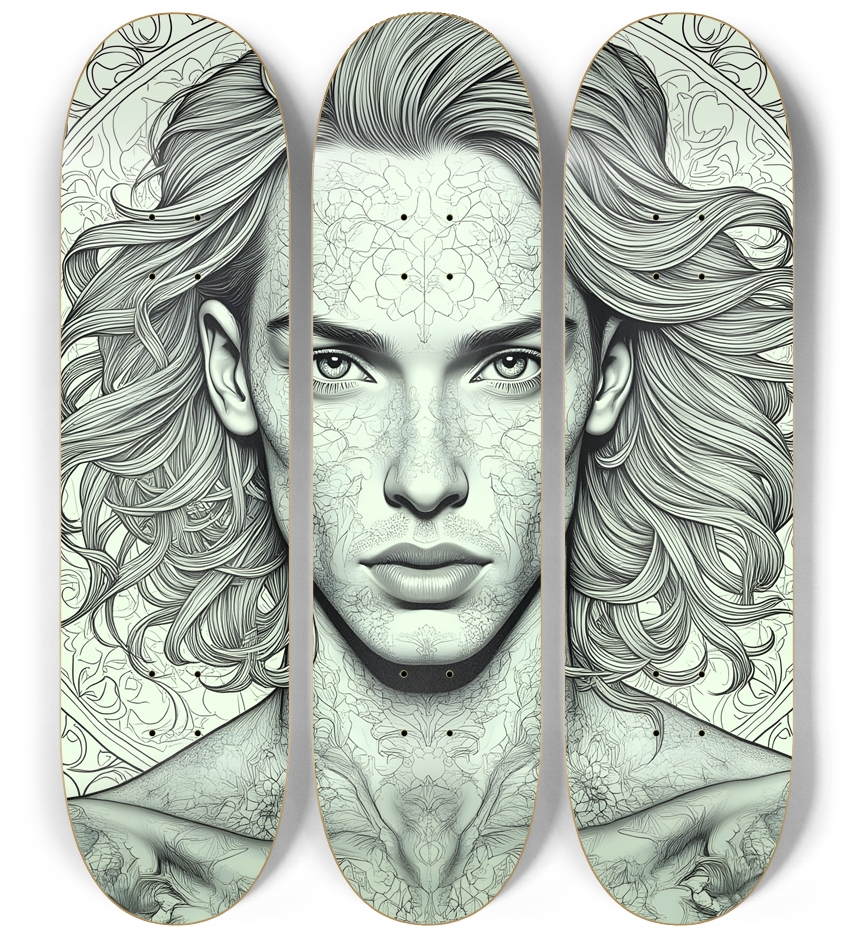 B&W Fractal Man #32 3 Deck Wall Series