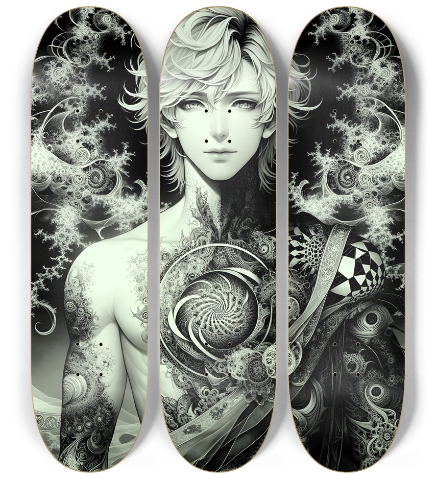 B&W Fractal Man #14 3 Deck Wall Series