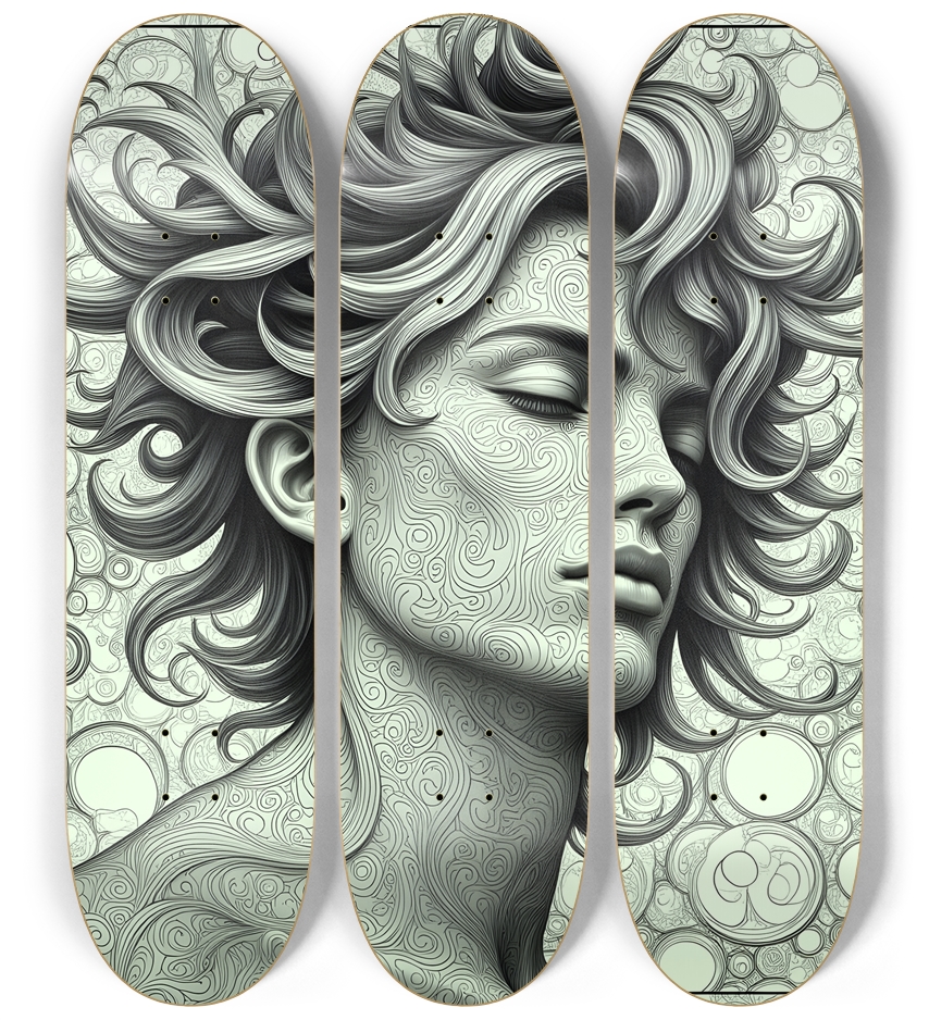 B&W Fractal Man #30 3 Deck Wall Series