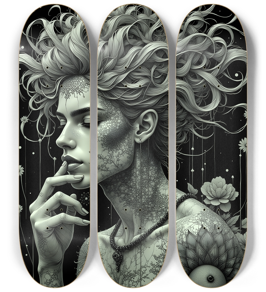 B&W Fractal Man #20 3 Deck Wall Series