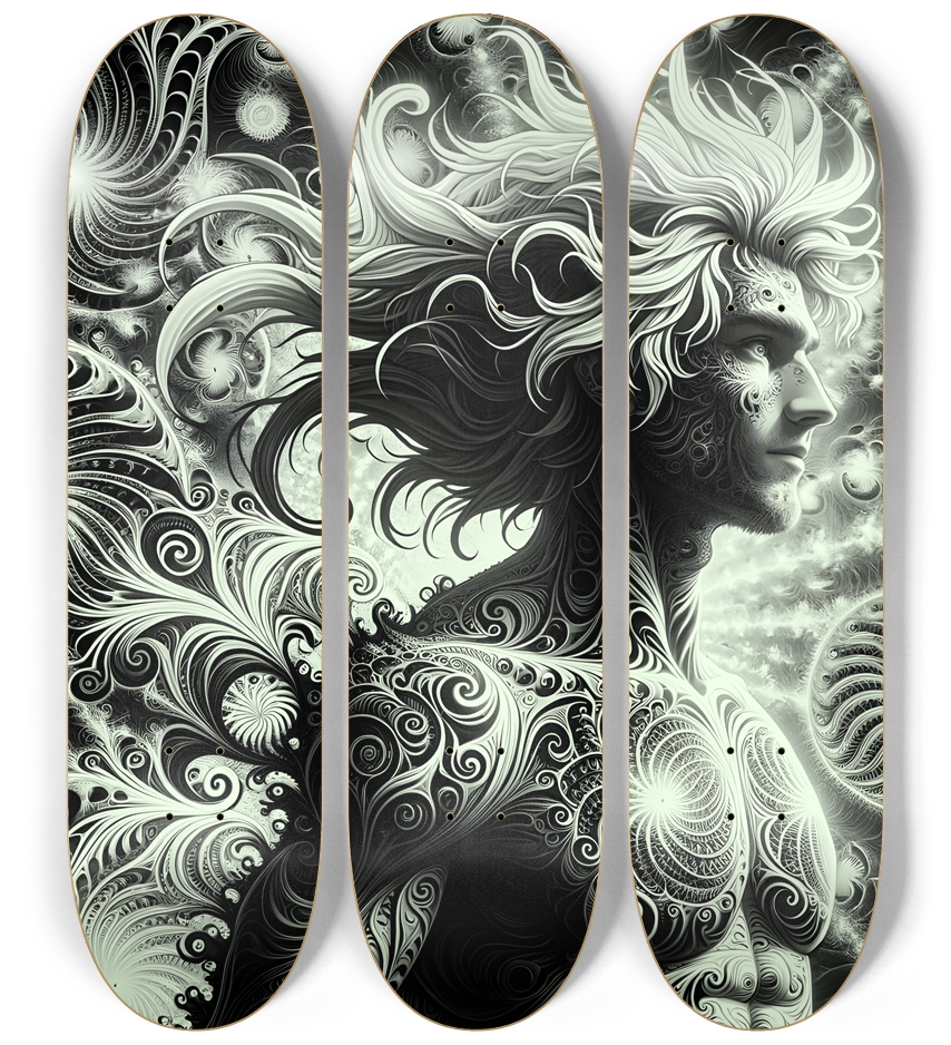 B&W Fractal Man #13 3 Deck Wall Series