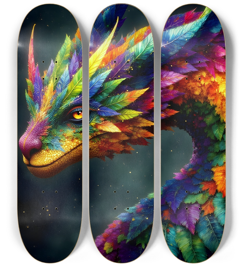 Psychedelic Feathered Dragon #1 3 Deck Wall Series
