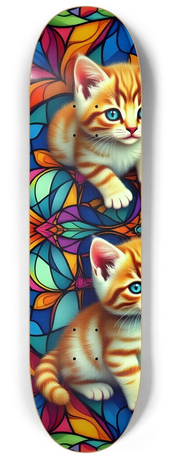 Kittens On Stained-Glass Kaleidoscope #1 #1 8-1/4 Skateboard Deck