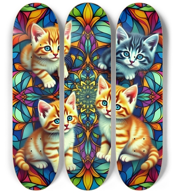 Kittens On Stained-Glass Kaleidoscope #1