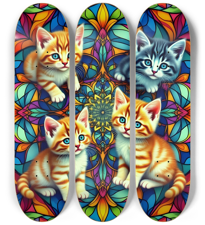 Kittens On Stained-Glass Kaleidoscope #1