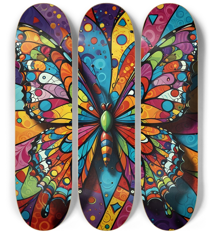Neo Pop Art Butterfly #4 3 Deck Wall Series