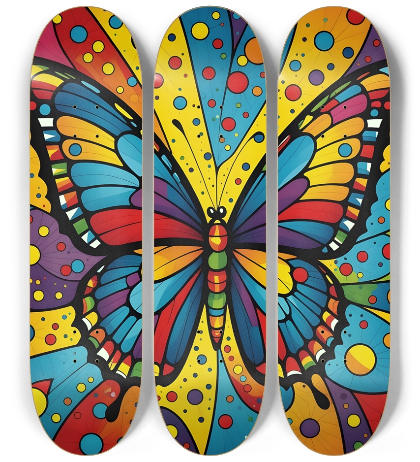 Neo Pop Art Butterfly #6 3 Deck Wall Series