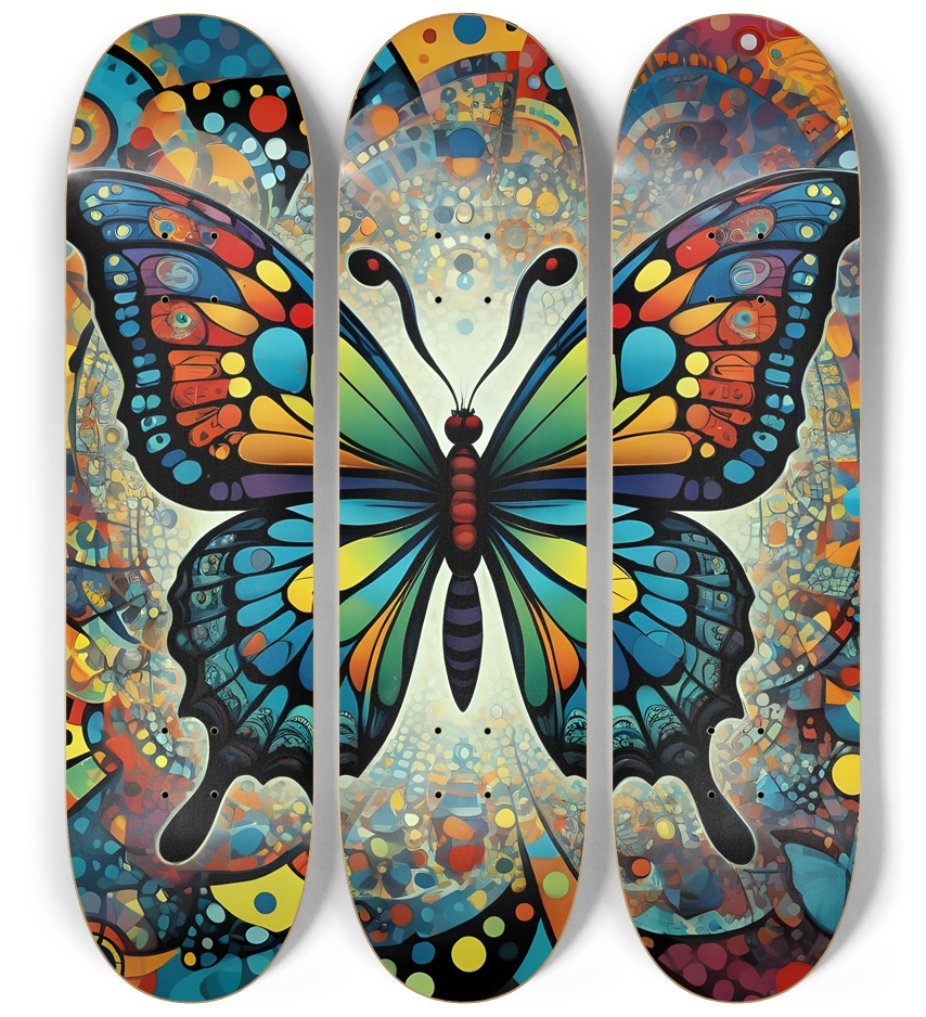 Neo Pop Art Butterfly #18 3 Deck Wall Series