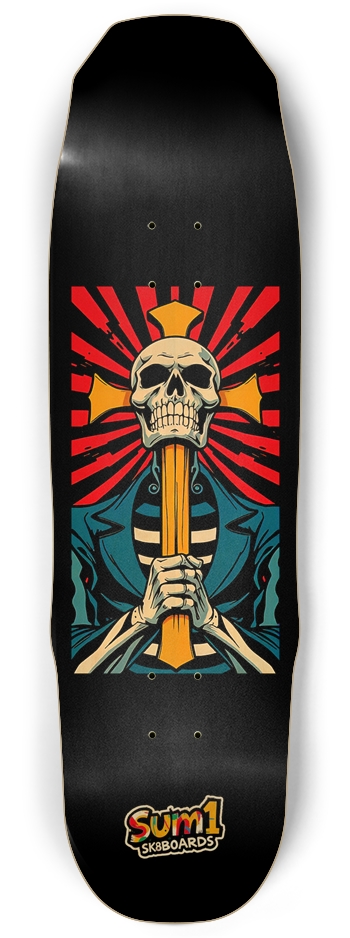 sum1sk8boards coffin skull & cross skateboard