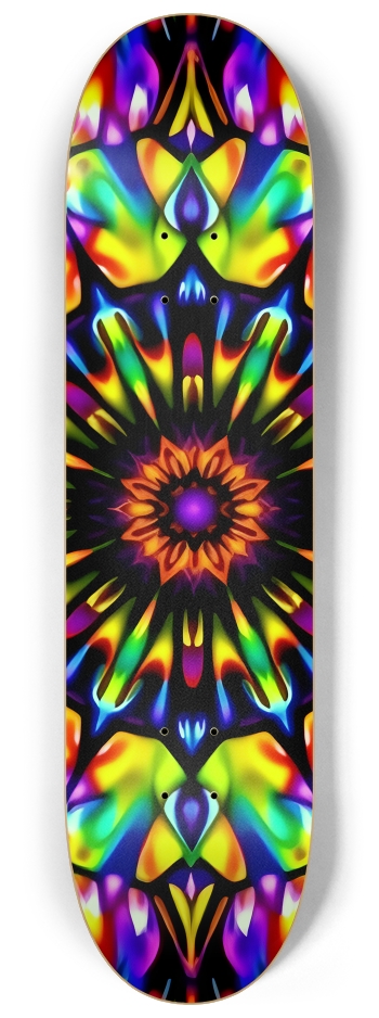 Airbrush Fractal Flower #5 #2 8-1/4 Skateboard Deck