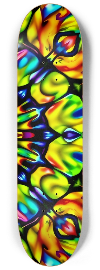 Airbrush Fractal Flower #5 #3 8-1/4 Skateboard Deck
