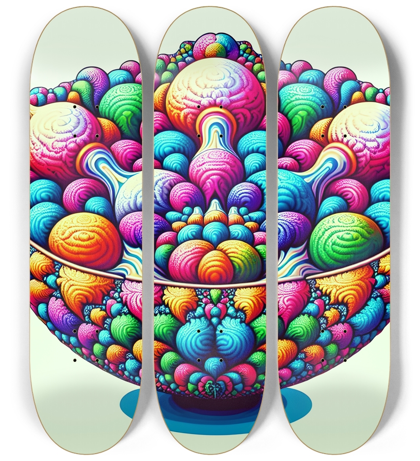 Airbrush Mandelbrot Fractal Ice Cream #1 3 Deck Wall Series