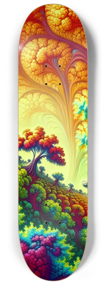 Psychedelic Airbrush Mandelbrot Fractal Trees #1 #1 8-1/4 Skateboard Deck