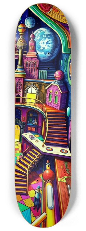 Psychedelic Airbrush Mansion #1 #3 8-1/4 Skateboard Deck