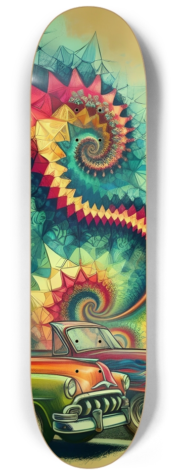Airbrush Mandelbrot Fractal 1950s Cars #1 #3 8-1/4 Skateboard Deck