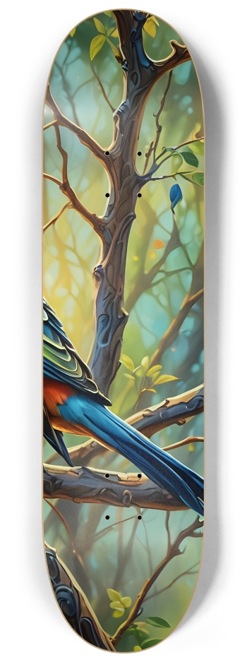 Airbrush Bird in Tree #12 #3 8-1/4 Skateboard Deck
