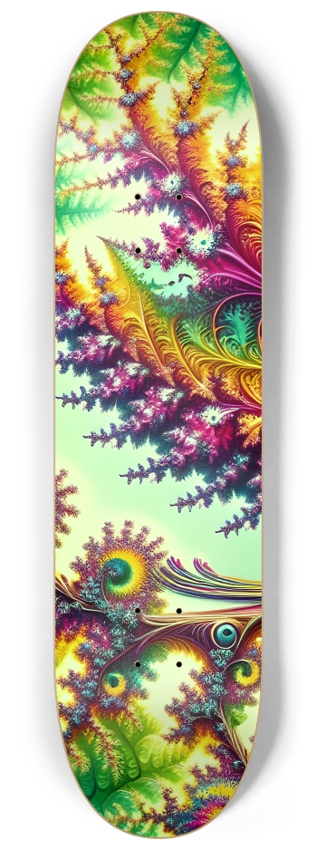 Psychedelic Airbrush Mandelbrot Fractal Bird in Tree #1 #1 8-1/4 Skateboard Deck