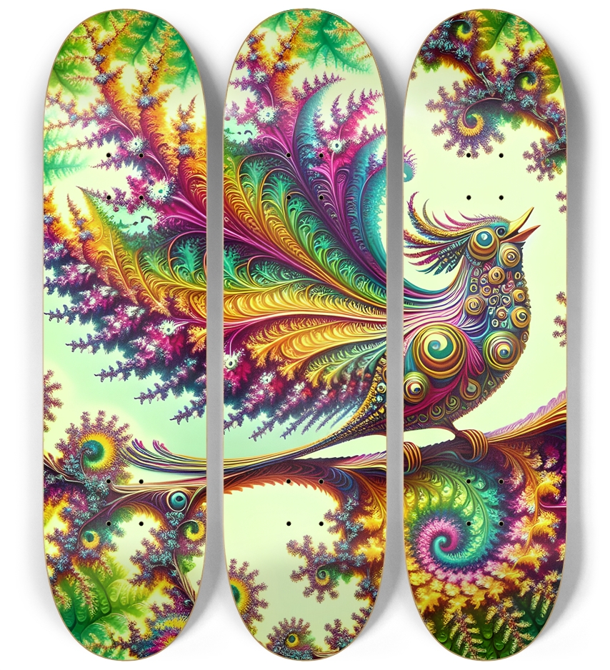 Psychedelic Airbrush Mandelbrot Fractal Bird in Tree #1
