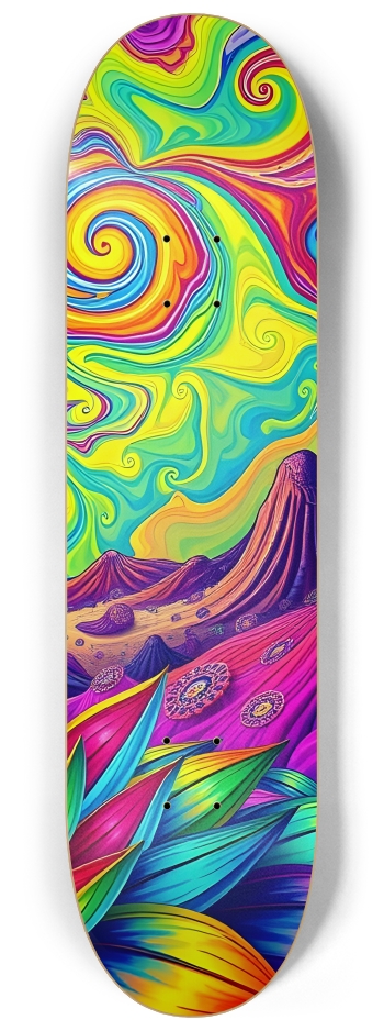 Airbrush Fractal Flower #8 #3 8-1/4 Skateboard Deck