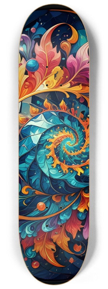 Airbrush Fractal Flower #7 #2 8-1/4 Skateboard Deck