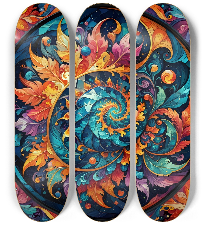 Airbrush Fractal Flower #7 3 Deck Wall Series