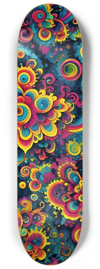 Airbrush Fractal Flower #4 #3 8-1/4 Skateboard Deck