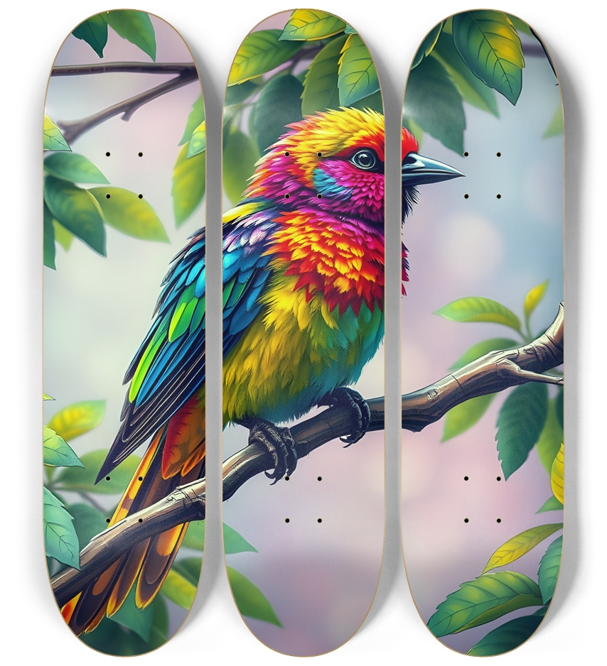 Airbrush Bird in Tree #10 3 Deck Wall Series