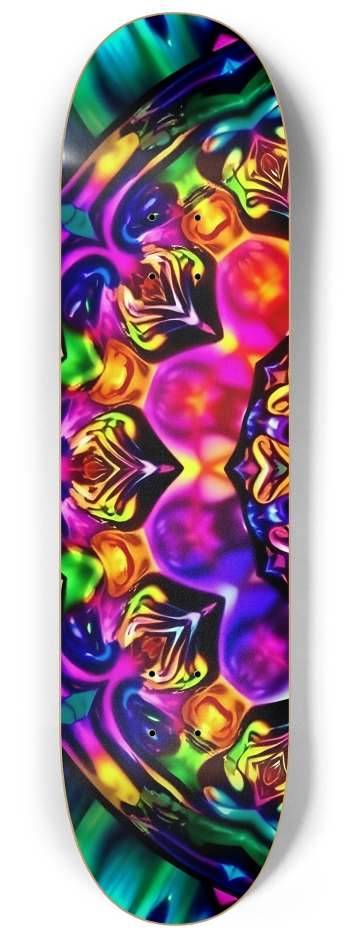 Airbrush Fractal Flower #3 #1 8-1/4 Skateboard Deck