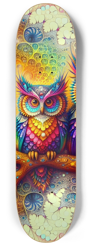 Psychedelic Airbrush Mandelbrot Fractal Owls in Tree #1 #1