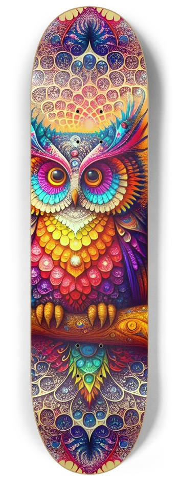 Psychedelic Airbrush Mandelbrot Fractal Owls in Tree #1 #2
