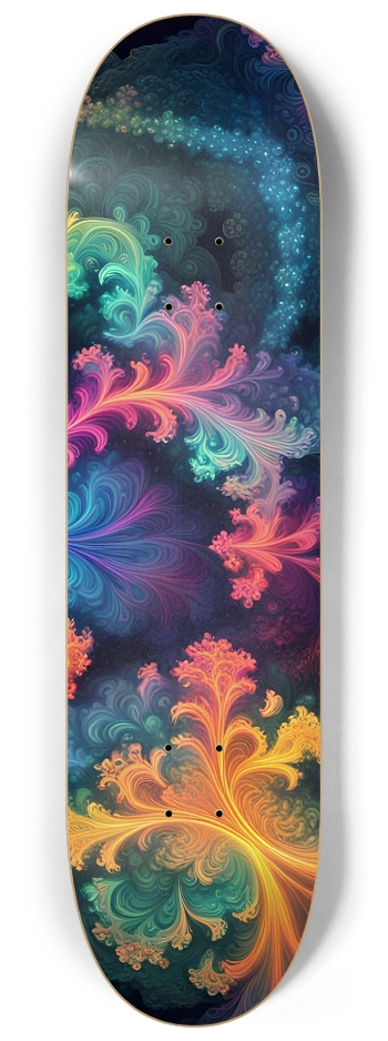Airbrush Fractal Flower #6 #3 8-1/4 Skateboard Deck