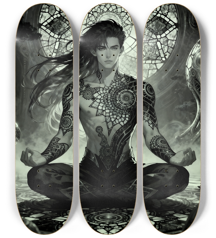 B&W Fractal Man #59 3 Deck Wall Series