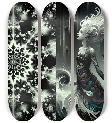 B&W Fractal Mermaid #1