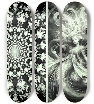 B&W Fractal Mermaid #18