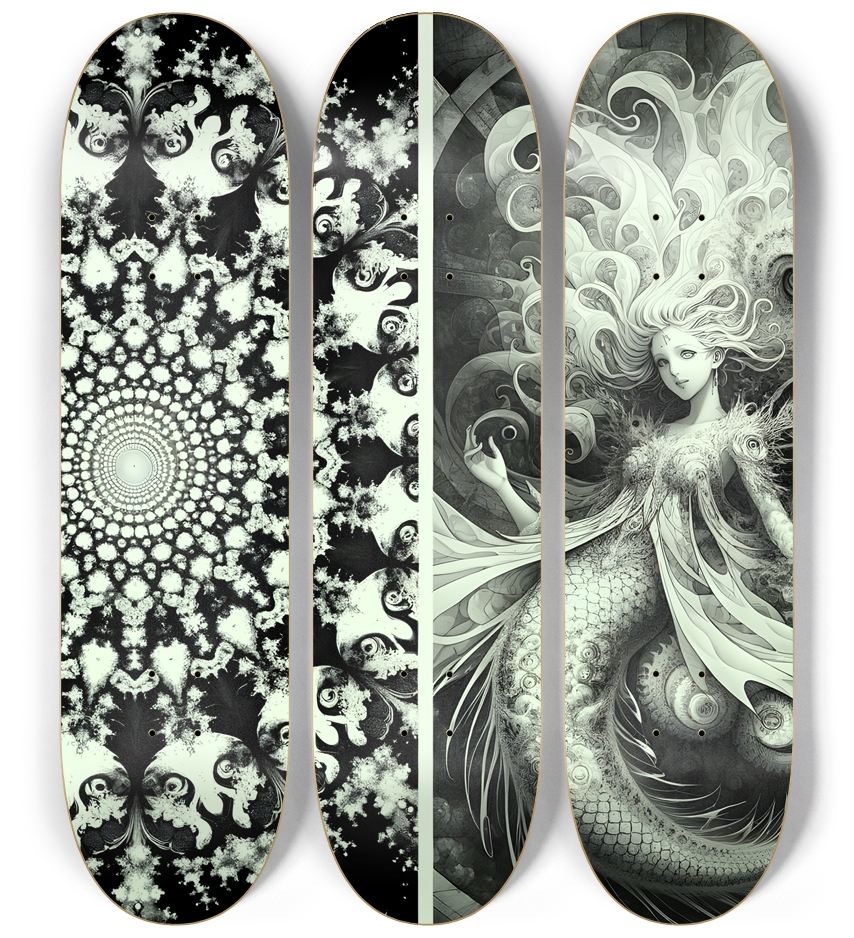 B&W Fractal Mermaid #18