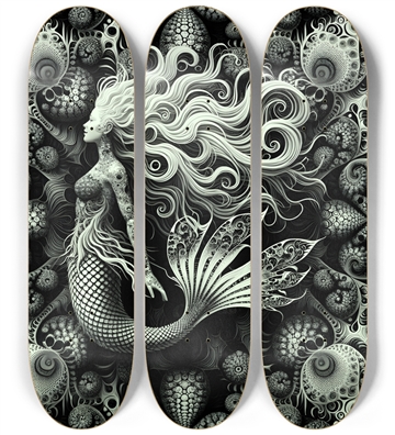 B&W Fractal Mermaid #2