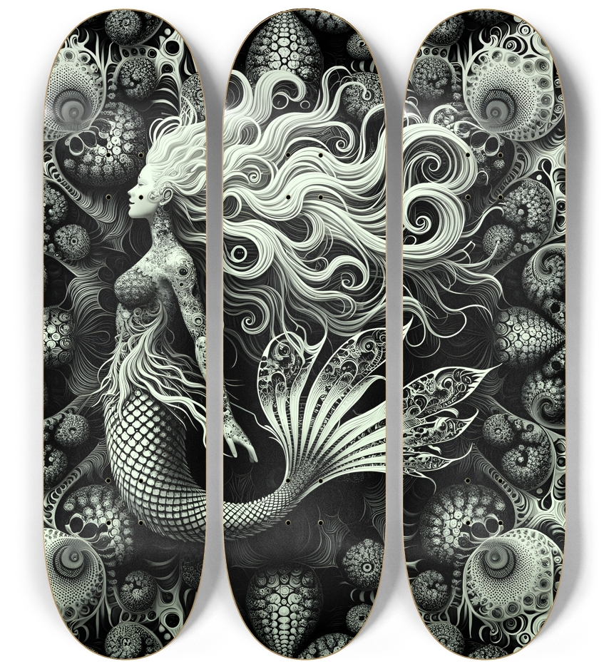 B&W Fractal Mermaid #2