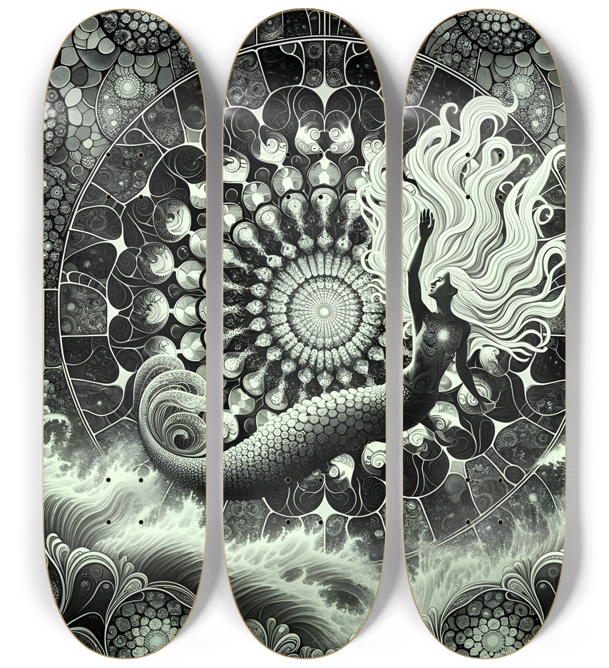 B&W Fractal Mermaid #19