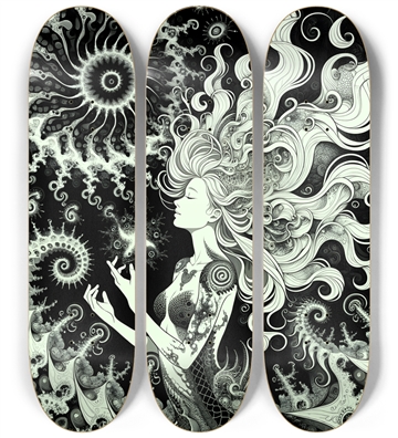 B&W Fractal Mermaid #13
