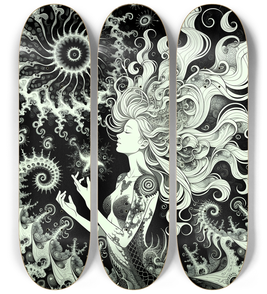 B&W Fractal Mermaid #13