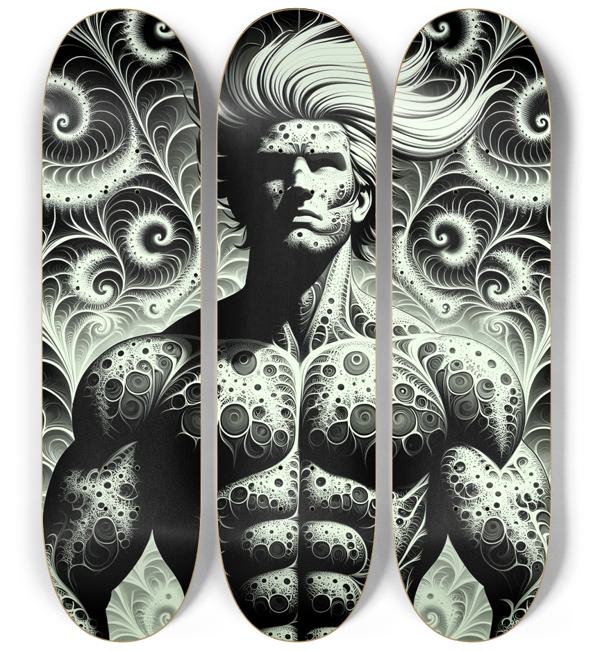 B&W Fractal Man #3 3 Deck Wall Series