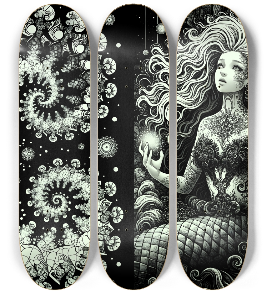 B&W Fractal Mermaid #25