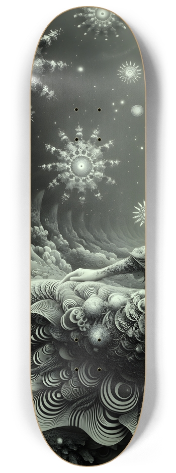 B&W Fractal Mermaid #7 #1 8-1/4 Skateboard Deck