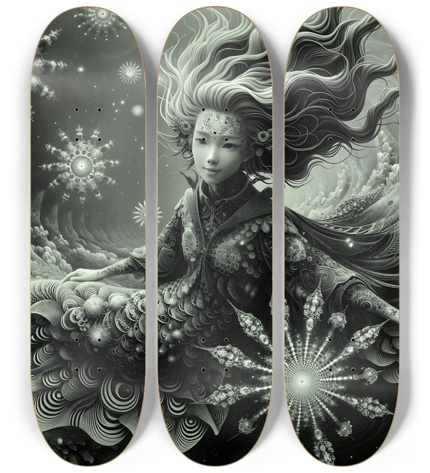 B&W Fractal Mermaid #7