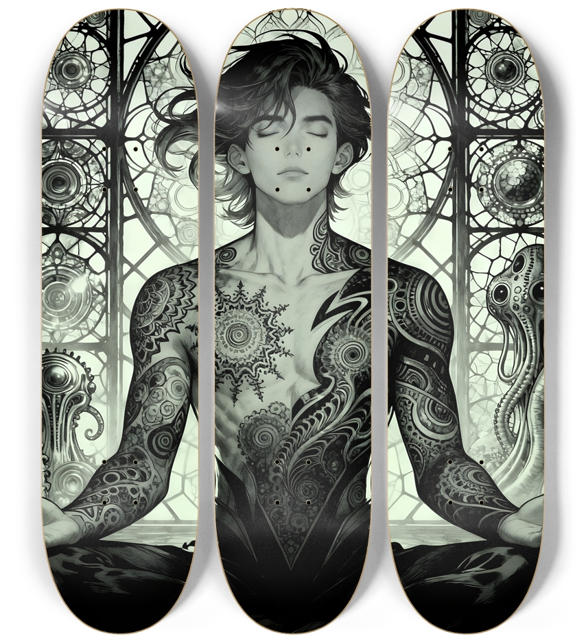B&W Fractal Man #58 3 Deck Wall Series