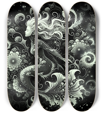 B&W Fractal Mermaid #5