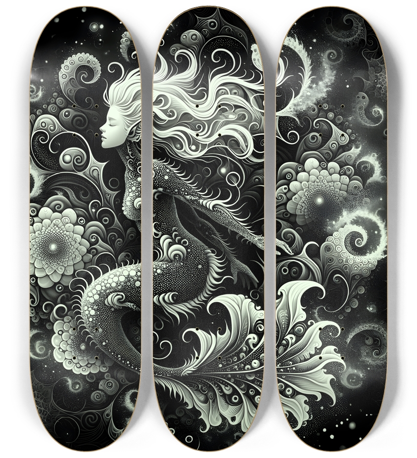 B&W Fractal Mermaid #5