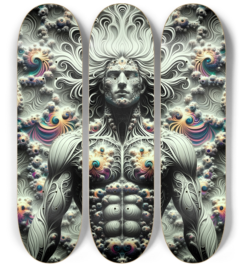 B&W Fractal Man #8 3 Deck Wall Series