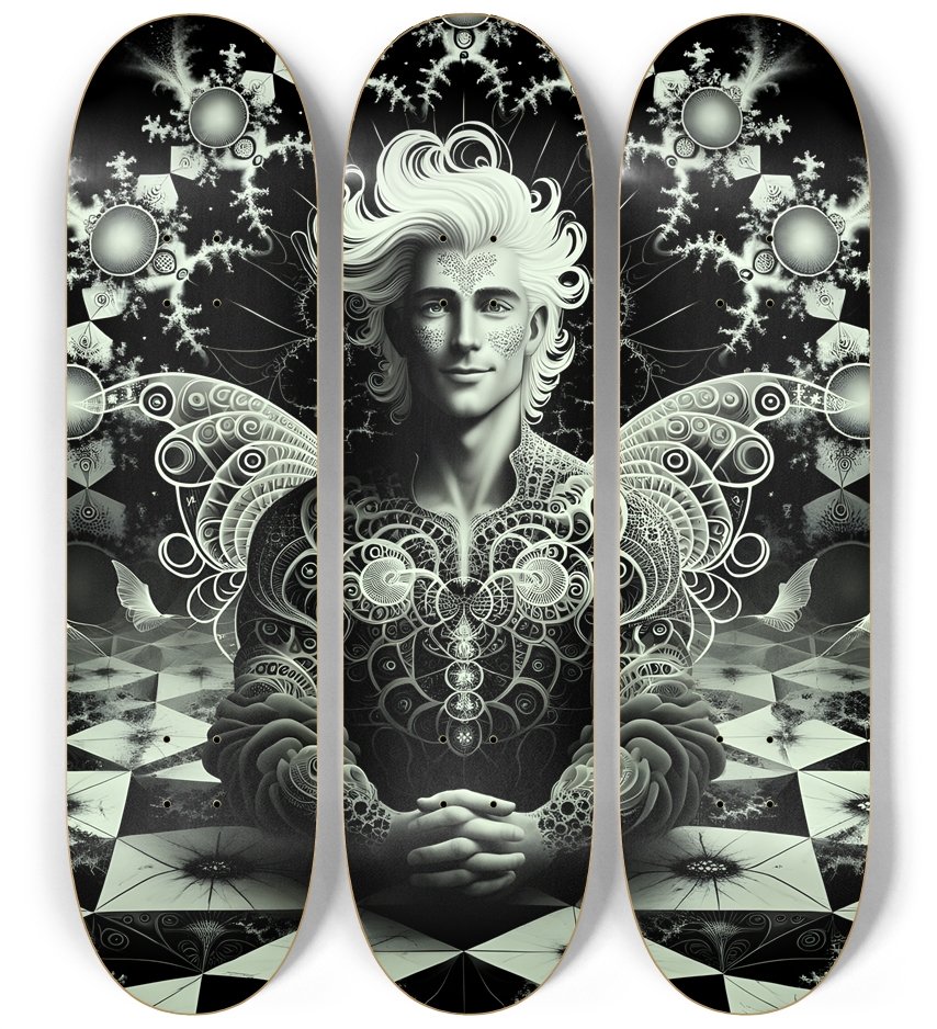 B&W Fractal Man #40 3 Deck Wall Series