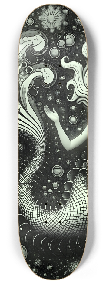 B&W Fractal Mermaid #20 #2 8-1/4 Skateboard Deck